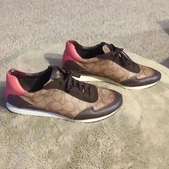 Coach sneakers, size 9.5, brown, tan and pink - Picture 2 of 9